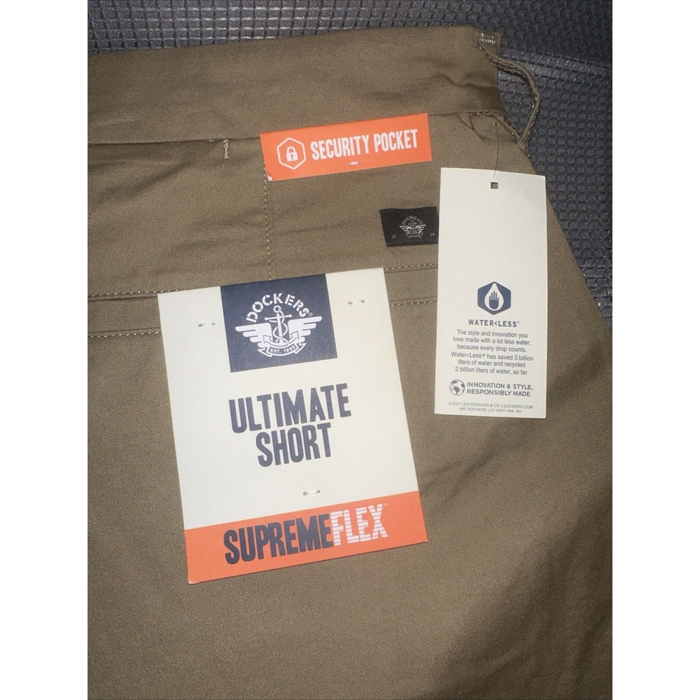 Dockers Ultimate Shorts Mens 40 Supreme Flex Tan Khakis Flat Front Stretch NWT - Picture 5 of 6